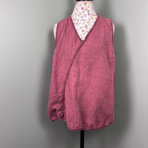 Cynthia Ashby Mauve Pink Tank Top Blouse Sleeveless Tunic Natural Fibers Linen - Picture 2 of 5